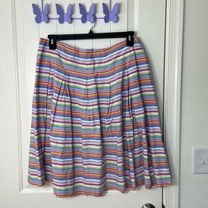 NWOT Talbots women’s multicolored striped pleated flowy zip midi skirt summer 14